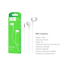 DENMEN WIRE CONTROL EARPHONES DR02 3.5MM WHITE DENMEN WIRE CONTROL EARPHONES DR02 3.5MM WHITE